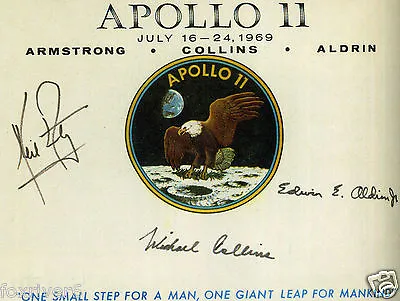 NEIL ARMSTRONG / BUZZ ALDRIN / MICHAEL COLLINS Signed Apollo XI Document Reprint • £4.50