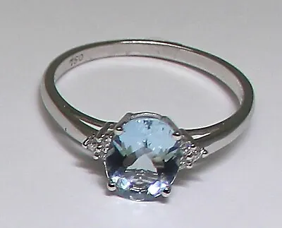 18K WHITE GOLD AQUAMARINE And DIAMOND RING - SIZE 9 By. H. Stern • $998.75