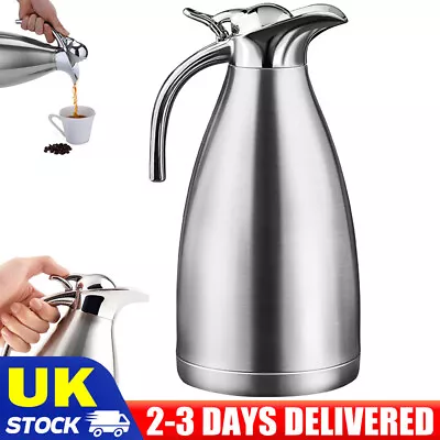 Kettle Stainless Steel Jug 2L Double Wall Non-Slip Bottom Heat Retention Thermos • £14.89