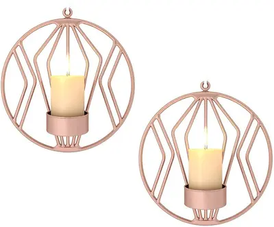 Sziqiqi Set Of 2 Wall Candle Holders For Living Room Wall Sconces For Pillar Or • £18.17