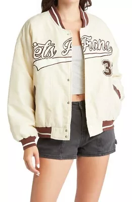 Iets Frans Varsity Jacket Coat Sheepskin Shearling Lining RRP£90 UK8 • £50