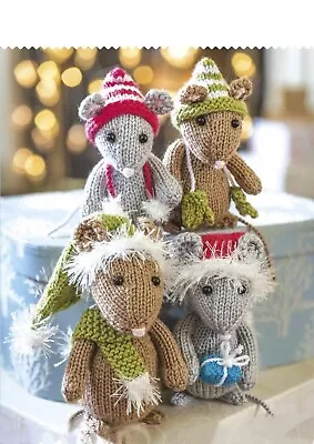 KNITTING PATTERN COPY - Christmas Mouse Family TOY FIGURES 12-15CM DK YARN • £2.90