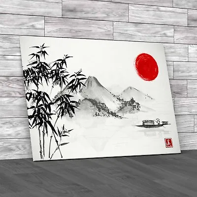 Japanese Abstract Painting Unique Contemporary  Canvas Print Large Picture Wall • £14.95