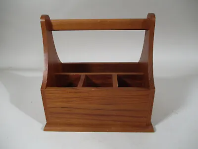 Mid Century Danish Modern Dansk Era Dolphin Teak Wood Utensil Caddy Holder Box • $49.99