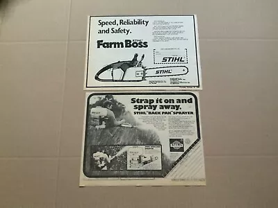 2 X 1976 1980 Orig Aust Vintage Ads: Stihl Chainsaw & Stihl Back Pak Sprayer • $11.90