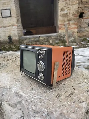 Shijalis 402-D1 Vintage Portable TV 1970's Orange Metal Case Portable CRT TV • $50