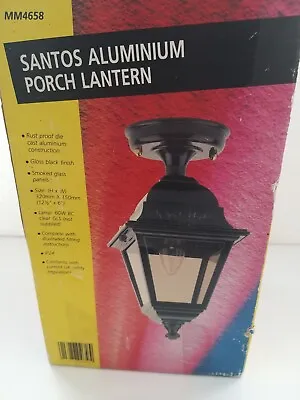 Micromark Santos Aluminium Rust Proof Die Cast Pendant Porch Lantern Gloss Black • £9.95