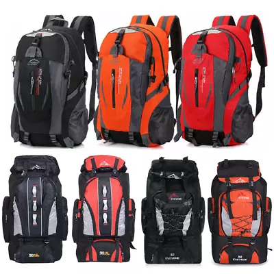 60L 80L 100L Hiking Camping Backpack-Waterproof Travel Luggage Rucksack Bag UK • £12.99