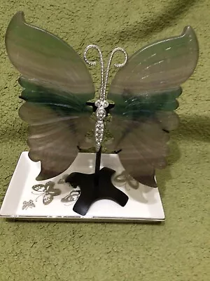 £50 • Buy Rainbow Fluorite Crystal Butterfly Wings On Stand