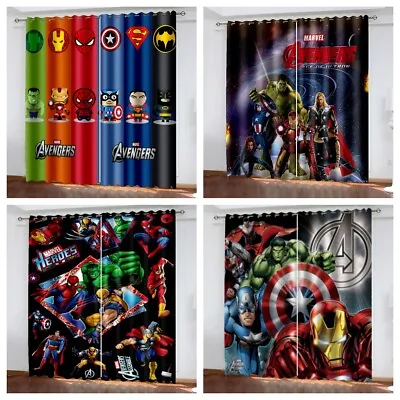 3D Marvel The Avengers Curtains Blackout Curtains Boys Curtains Ring Top Eyelet • £28.80