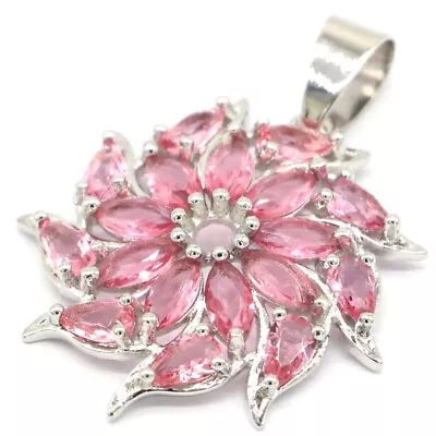 SheCrown Charming Pink Morganite Woman's Wedding Silver Pendant  • $4.38