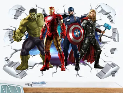 £7.99 • Buy Marvel Avengers 3D Look Wall Vinyl Sticker Poster - Children Bedroom Mural