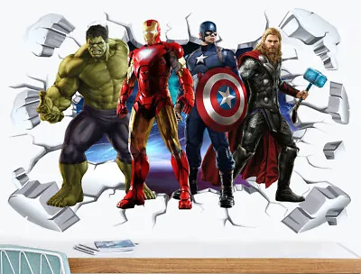 Marvel Avengers 3D Look Wall Vinyl Sticker Poster - Children Bedroom Mural • £5.99