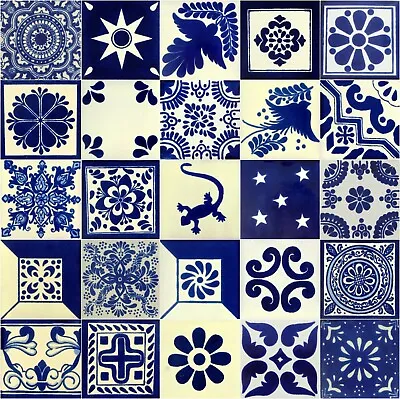 BLUE & WHITE Mexican Tile Handmade Talavera Backsplash Handpainted Mosaic • $54.99