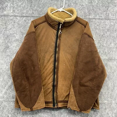 Kuhl Alf Jacket Mens Large Brown Tan Full Zip Suede Sherpa Lined Coat 90s • $59.95