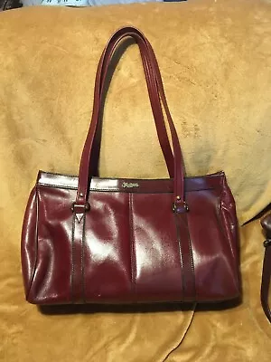 John Romain Vintage Bordeaux Cranberry Leather Shoulder Handbag • $55.95