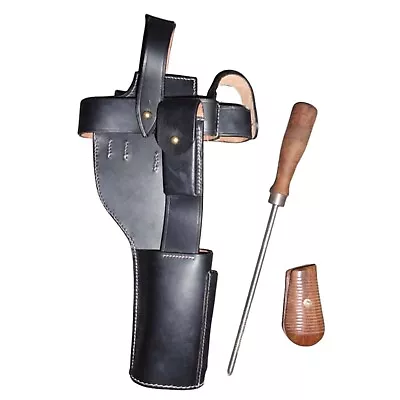 German C96 Broomhandle Mauser Leather Holster W/Cleaning Rod+Grips Q484 • $137.05