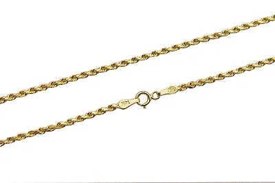 14K Yellow Gold 1.5mm-4mm Italian Rope Chain Pendant Necklace Mens Women Hollow • $150.25