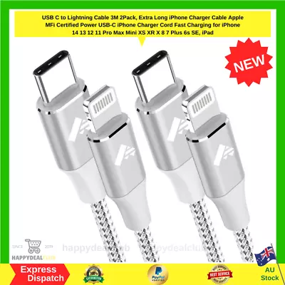 USB C To Lighting Cable 3M 2Pack Extra Long Iphone Charger Cable • $24.85