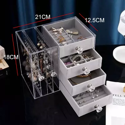 Jewellery Organiser Box Storage Case Dust Proof Ring Earring Jewelry Display Set • $25.99