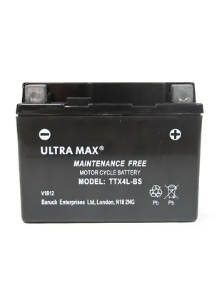 ULTRAMAX TTX4L-BS (REPLACES YUASA YTX4L-BS) Motorcycle Gel Battery • £15.99
