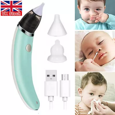 Electric Baby Silicone Nasal Aspirator Vacuum Sucker Nose Mucus Snot Cleaner UK • £8.95