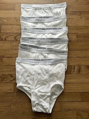 VINTAGE LOT OF 6 Hanes Cotton Mens Briefs White Size MED/32-34 NEW • $65