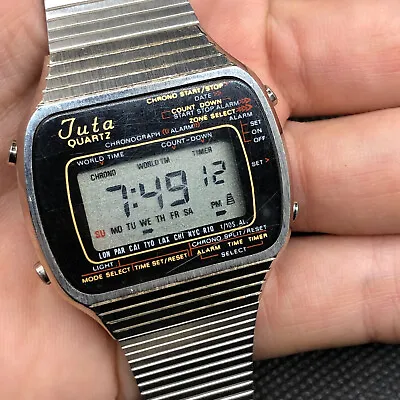 JUTA LCD Quartz Vintage Watch Chronograph Alarm 1970's • $50