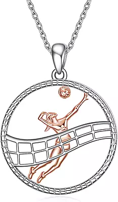 Volleyball Gifts Necklace For Players Sterling Silver Sport Inspirational Jewelr • $118.75