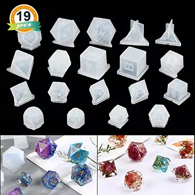 LET'S RESIN 19 Styles Resin Dice Molds SetPolyhedral Game Dice Molds 3D Molds • $16