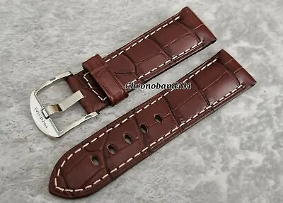 OEM Officine Panerai 22/20mm Brown Leather XS Watch Strap/Polished Tang Buckle  • £345