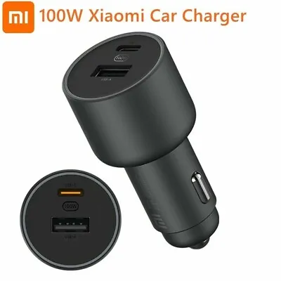 Xiaomi 100W Car Charger USB Type-C Quick Charge MI LED Light With 5A Cable • $41.69