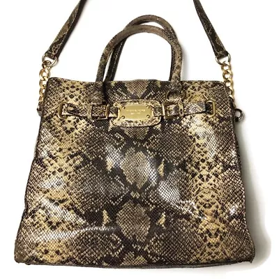 Michael Kors North/South Hamilton Large Tote Dark Sand Python Leather • $90