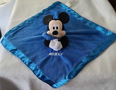 Disney Mickey Mouse Lovey Blue Satin Edge Rattle Crinkle Security Blanket  G • $4