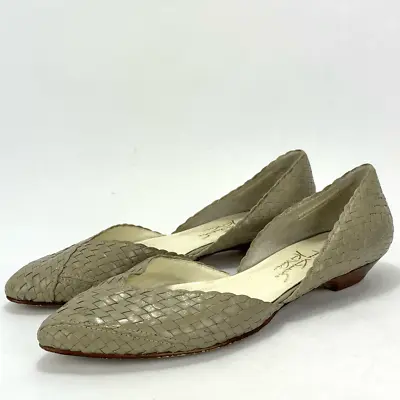 Vintage Gloria Vanderbilt Women's Grey Weave Pointed Toe Flats Size 8.5N • $34.99