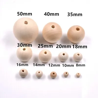 Bulk! Natural Wood Beads Wooden Round Spacer Bead 8/10/12/14/16/18/20/25/30MM • $0.99
