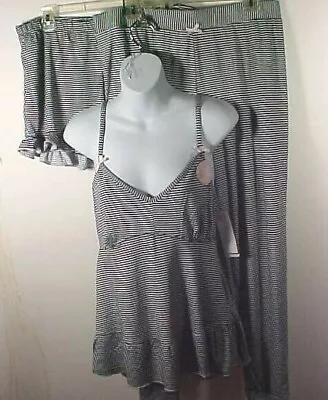 Marilyn Monroe 3 Pc Lingerie Set Stripe Cami + Shorts + Pants Sleepwear NWT Sz L • $24.99