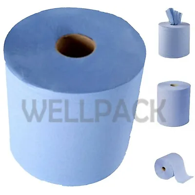 Centrefeed Blue Tissue Paper Roll Hand Towel Gym Commercial Industrial Use Wipes • £5.65