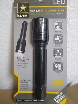 4000 Lumens U.S. Army Aluminum Tactical COB  Flashlight Super Bright 3 Modes  • $39.95