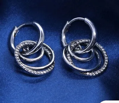 Family Always Encircled Hoops Pandora Earrings -S925 Sterling Silver • £23.99