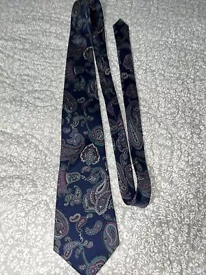 Montagu Paisley Navy Blue Silk Tie • $10