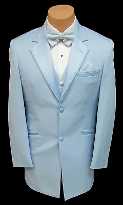 Men's Light Blue Andrew Fezza Monaco Tuxedo Jacket Retro Wedding Prom 38 Long • $19.99