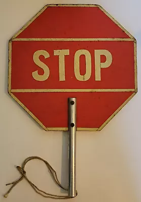 VTG Metal Handheld STOP Sign Double Sided Stop 12  X 12  (18  W/ Metal Handle) • $75