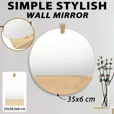 2022 Upgraded Solid Pinewood Wall Mirror Bathroom Wall-mounted Mirror 35/39.5 Cm • $49.81