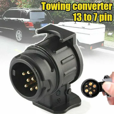 £5.77 • Buy 13 To 7 Pin Electric Towing Trailer Truck Converter Tow Bar Plug Adaptor Socket