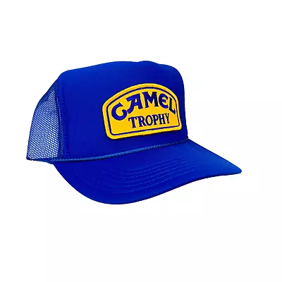 New Camel Trophy Royal Blue Hat 5 Panel High Crown Trucker Snapback Vintage • $25.95