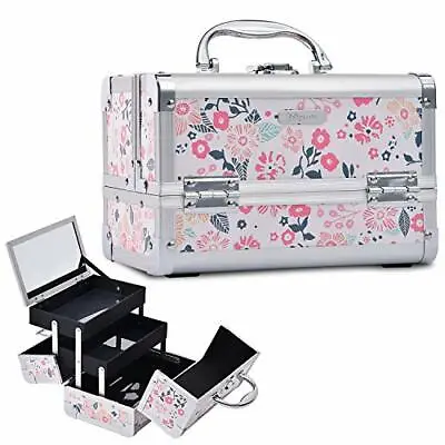 MAKEUP TRAIN CASE Cosmetic Box Jewelry Organizer With Mirror 2-Tier By JOLIGRACE • $40.70