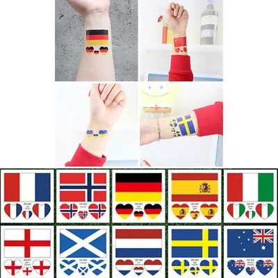 Temporary Soccer National Flags Heart Shaped Face Tattoo Sticker Waterproof Gift • £3.23