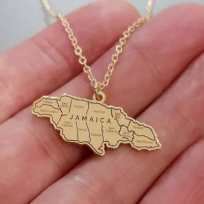 14k Gold Jamaica Map Necklace - Unique And Meaningful Jewelry For Travel Lovers • $71