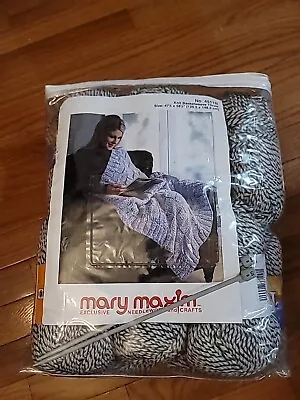 Mary Maxim   Knit Basketweave Throw Kit Complete Yarn Directions Needle • $35